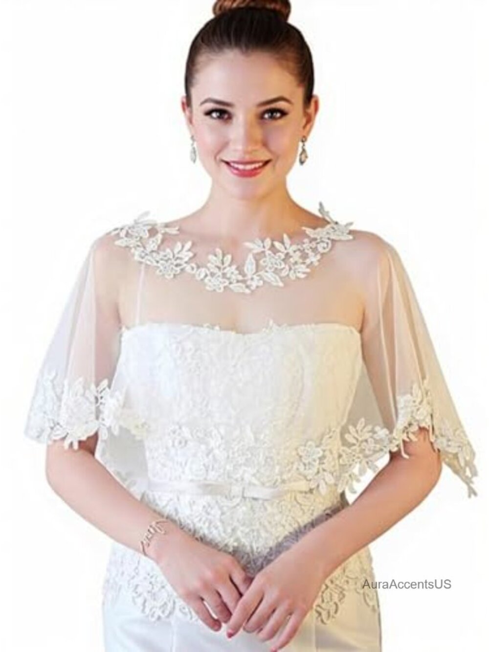 White Lace Appliques Shawls Wedding Bridal Cape Shoulder Covers Bolero
